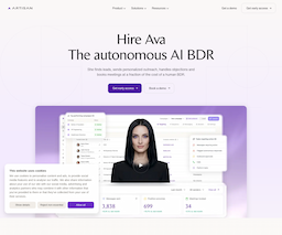 Ava, the AI BDR de Artisan, herramienta de IA para chatbots y asistentes virtuales