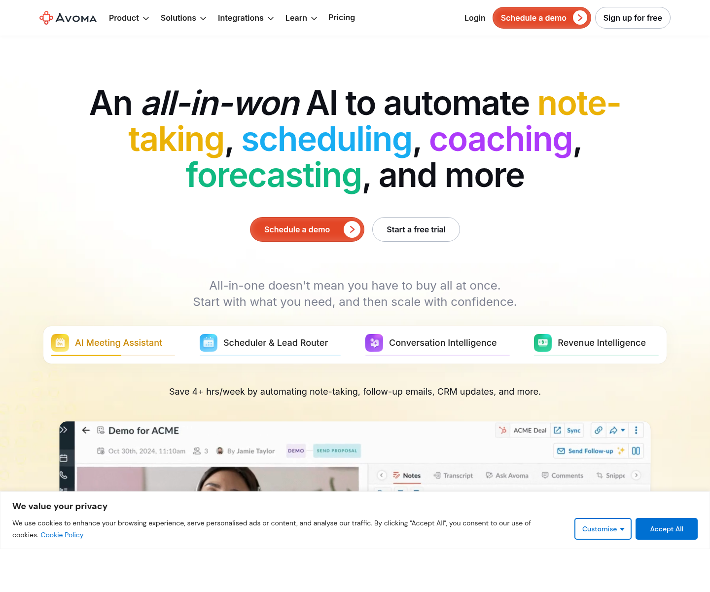 Avoma, herramienta de IA para aplicaciones diversas de ia