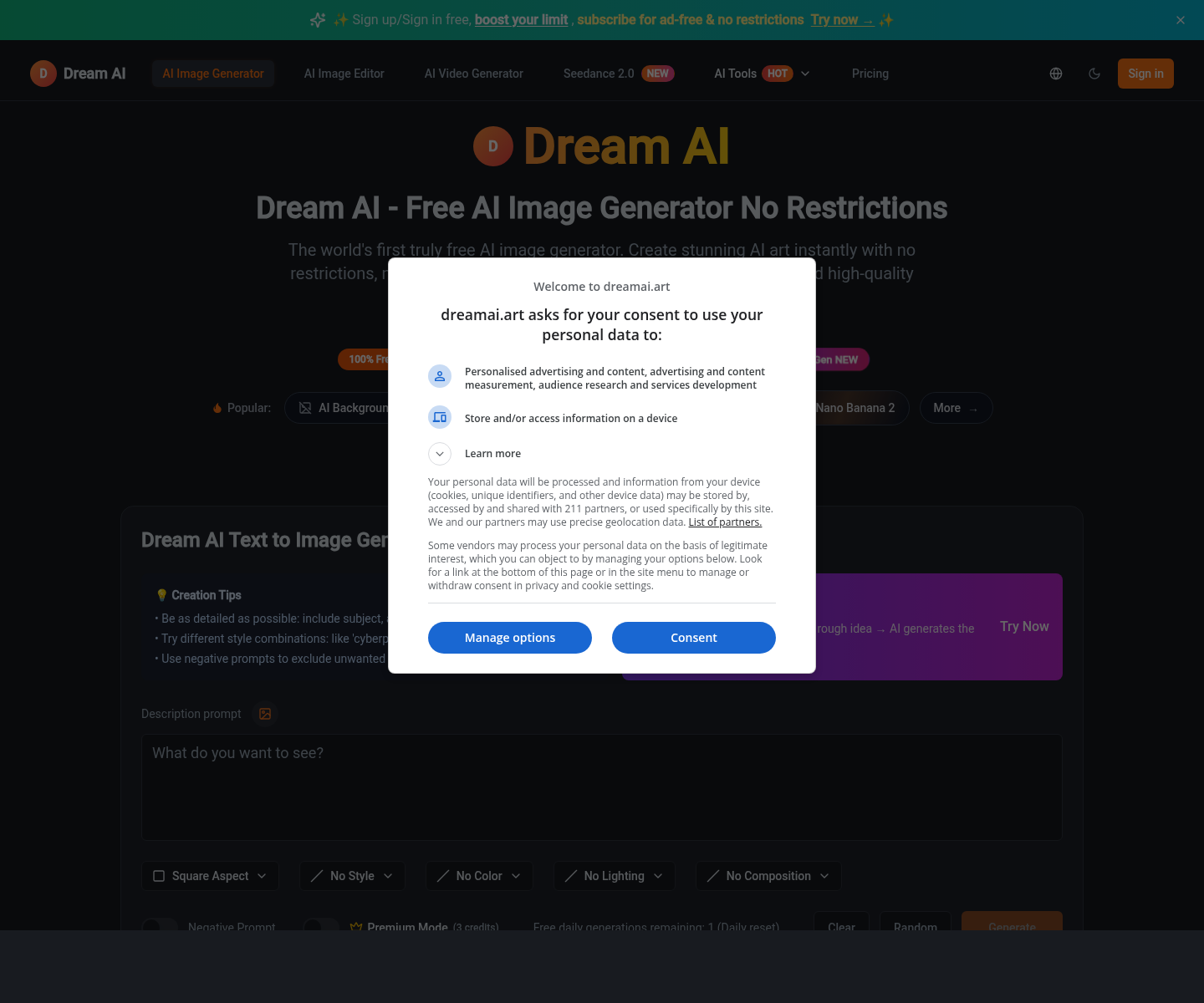Dream AI, herramienta de IA para generación de imágenes y fotos