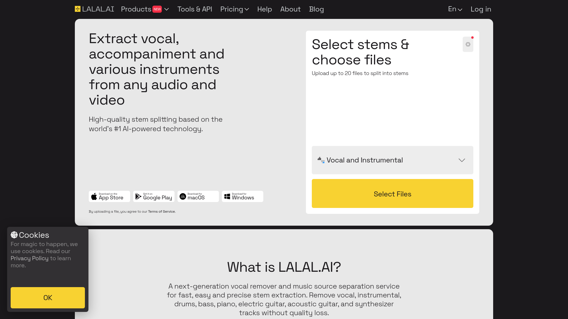 LALAL.AI, herramienta de IA para generación y edición de música y voz