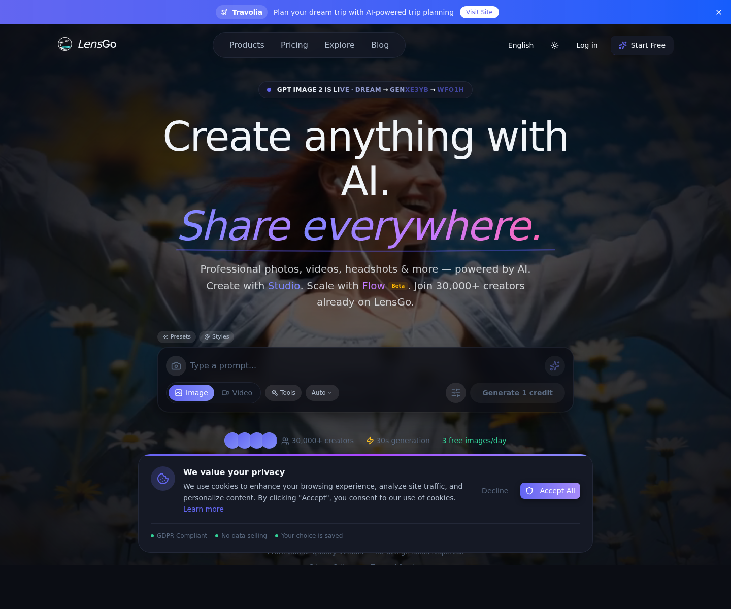 Lensgo.ai, herramienta de IA para generación de imágenes y fotos