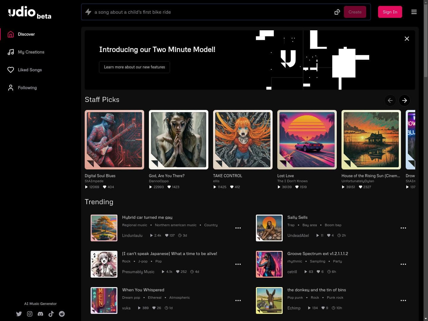 Udio | AI Music Generator, herramienta de IA para generación y edición de música y voz